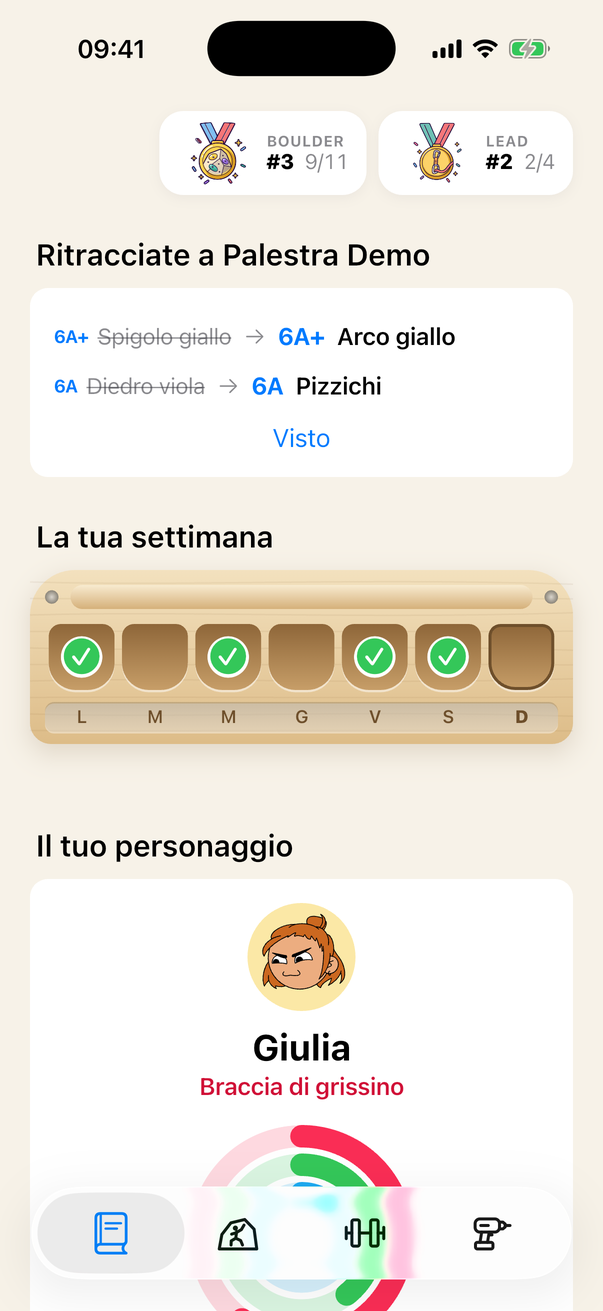 La Home con le vie ritracciate in palestra: la vecchia e la nuova al suo posto.